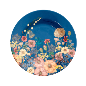 ROUND MELAMINE LUNCH PLATE - FLOWER COLLAGE PRINT