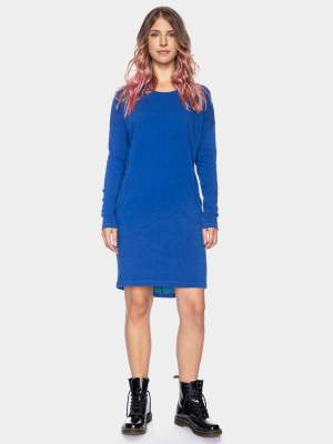 ATO Berlin: Blauwe jogging jurk Kleid Beate GOTS CO 27/048 SURF Blauwe jogging jurk met lange mouwen. Super fijn model. Zit niet strak, heerlijk! Leuk met een legging of hele strakke jeans bijvoorbeeld. 100% katoen | GOTS gecertificeerd