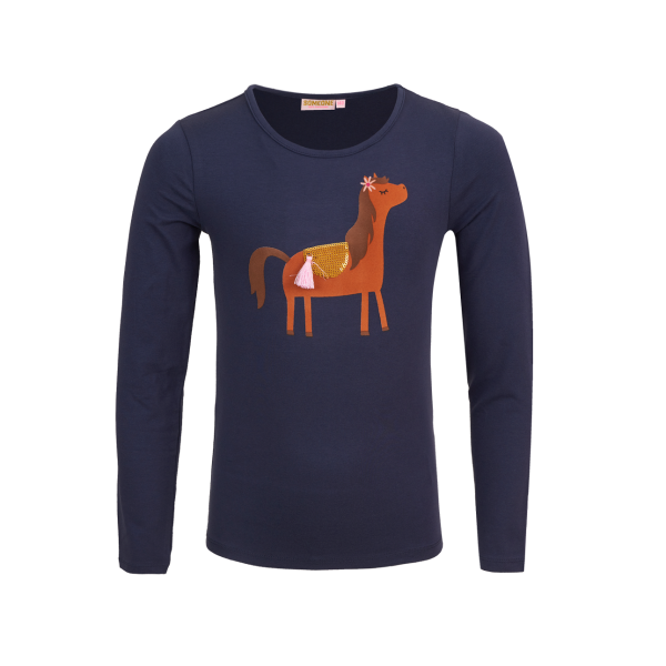 Someone: Shirt MERYL-SG-03-A_NAVY Fijne long sleeve van jersey met super schattige paard applicatie. 95% katoen | 5% elastan