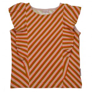Ba*Ba Kidswear: Shirt RUFFLE diagonal pink RUFSHIRT/DIAP/S21