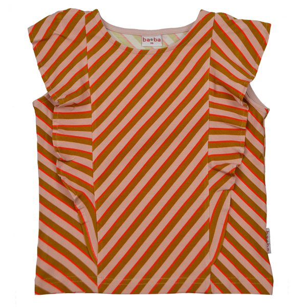 Ba*Ba Kidswear: Shirt RUFFLE diagonal pink RUFSHIRT/DIAP/S21