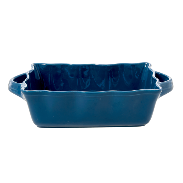 RICE: Medium rechthoekige taartvorm / ovenschaal - Aardewerk donker blauw