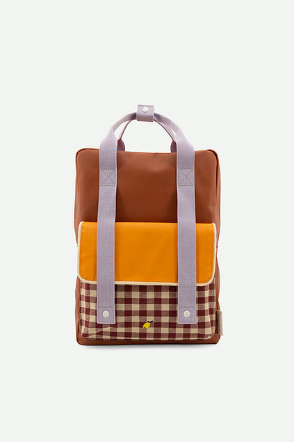 Sticky Lemon: Backpack large | gingham | chocolate sundae + daisy yellow + mauve lilac