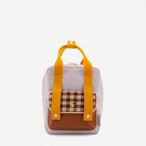 Sticky Lemon: Backpack small | gingham | chocolate sundae + daisy yellow + mauve lilac