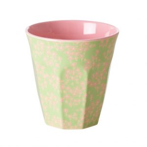 Rice: Medium melamine beker - Pink flower field print MELCU-PFF