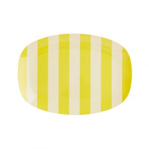 Rice: Klein Rechthoekig Melamine Bord - Yellow stripes print MELCP-RECHS22ST
