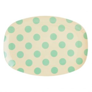 Rice: Rechthoekig Melamine Bord - Green dots print MELPL-HS22DO