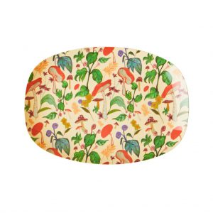 Rice: Klein Rechthoekig Melamine Bord - Mushroom print MELCP-RECMUSH