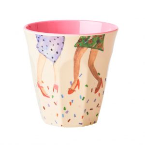 Rice: Medium melamine beker - Dancing legs print MELCU-DALE