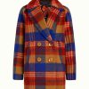 King Louie: Amelie Coat Hutton Check | Fire red