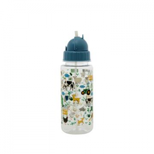 Rice: Drinkfles - Blue farm print PLBOT-FARB