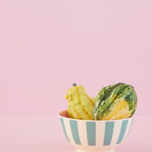 RICE: Medium melamine kom - Green stripe print MELBW-STRIG