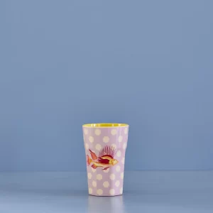 Rice: Grote melamine beker - Fish lavendel print MELCU-LFISHL
