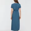 Nice things: Textured viscose long dress - Blue