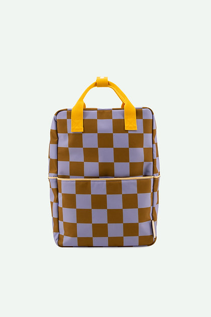 Sticky Lemon: Backpack large | farmhouse | checkerboard | blooming purple + soil green