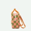 Sticky Lemon: Backpack small | farmhouse | checkerboard | sprout green + flower pink