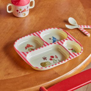 Rice: Melamine kinderservies - Happy Forest print Roze BABOX-4ZHAFOI