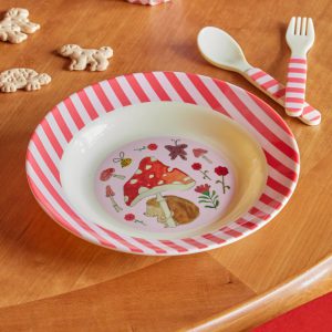 RICE: Melamine kinder kom - Happy Forest print Roze KIBOW-HAFOI