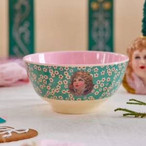 RICE: Medium melamine kom - Angel print Groen XMEBW-PH4ANG