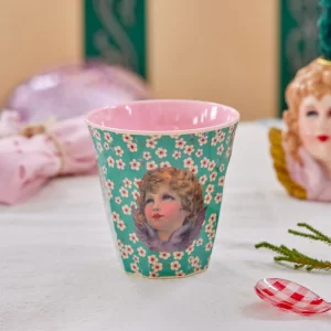 Rice: Medium melamine beker - Angel print Groen XMECU-PH4ANG 