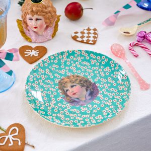 Rice: Rond Melamine lunch bord - Angel Print groen XMESP-PH4ANG