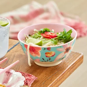 RICE: Medium melamine kom - Selma Flower print mint MELBW-SELFLMI