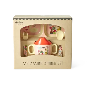 Rice: Melamine kinderservies - Wildlife print Roze BABOX-4ZWILII