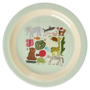 Rice: Rond melamine kinderbord - Wild Life print Mint KILPL-WILIMI