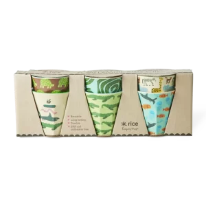 Rice: Set van 6 kleine melamine bekers - Wild Life print Mint MELCU-6ZSWILIMI