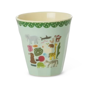 Rice: Medium melamine beker - Wild Life print mint MELCU-WILIMI