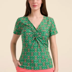 LaLamour: Angela top short sleeve | Green flower