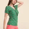 LaLamour: Angela top short sleeve | Green flower