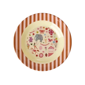RICE: Melamine kinder kom - Fun Fair print | Roze KIBOW-FUFAI