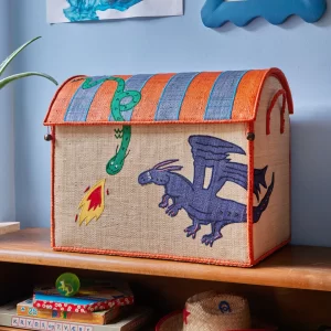 Rice: Groot raffia opberg huis - Dragon Theme BSHOU-LDRA