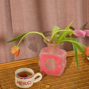 Rice: Glas vaas | Zacht roze GLVAS-FLOI