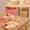 RICE: Melamine 4 vaks kinderbord - Fun Fair Print Roze KIPL4-FUFAI