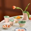 RICE: Medium melamine beker - Checkered Stencil Print MELCU-STEN