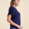 LaLamour: Sophie top short butterfly sleeve | Rib Navy