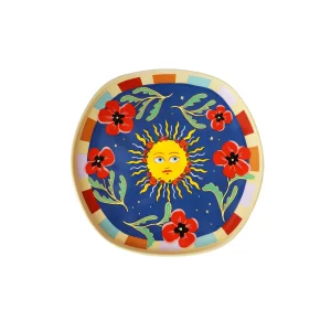 All the Luck in the World: Bord Donker Blauw met Zon en Bloemen