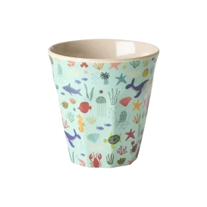 RICE: Kleine melamine beker - Ocean Print Blauw KICUP-OCEB