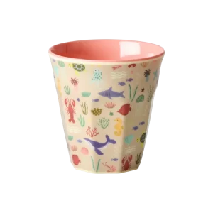 RICE: Kleine melamine beker - Ocean Print Koraal KICUP-OCEI