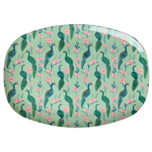 Rice: Rechthoekig Melamine Bord - Peacock Power Print MELPL-PEPO