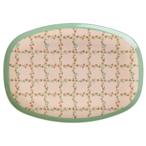 Rice: Rechthoekig Melamine Bord - Checkered Stencil Print MELPL-STEN