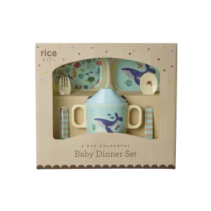 Rice: Melamine kinderservies - Ocean Print print | Blauw BABOX-4ZOCEB
