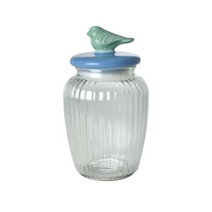 Rice: Voorraadpot - Glas groot BLAUW GLJAR-LBIR