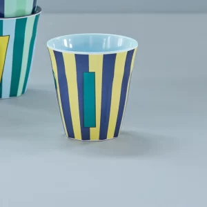 Rice: Medium melamine beker - Alfabet - I Blauw Streep MELCU-ALPSTRIB