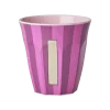 Rice: Medium melamine beker - Alfabet - I Roze Streep MELCU-ALPSTRII