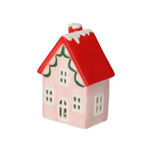 Gift Company: Keramiek huisje met verlichting | Medium rood