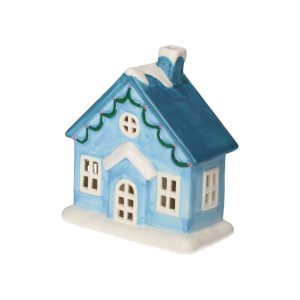 Gift Company: Keramiek huisje met verlichting | Groot blauw
