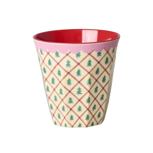 Rice: Medium melamine beker - Diamond Christmas Tree Print XMECU-DITR